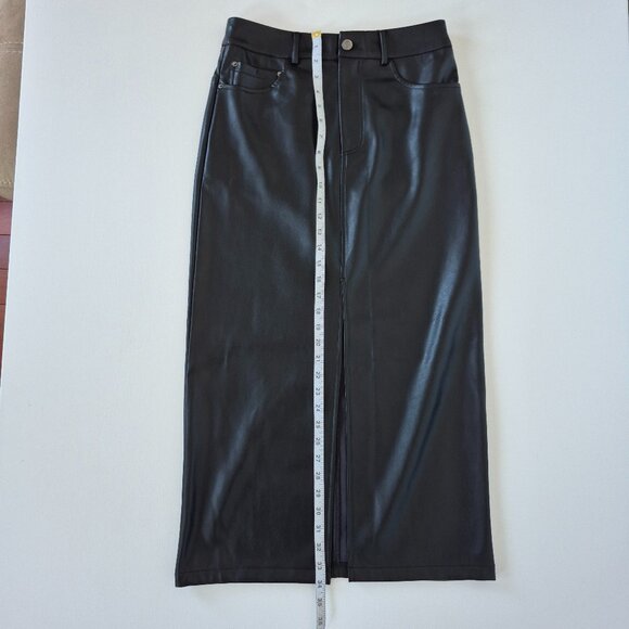 Black Midi Vegan leather Pencil Skirt - Picture 3 of 8